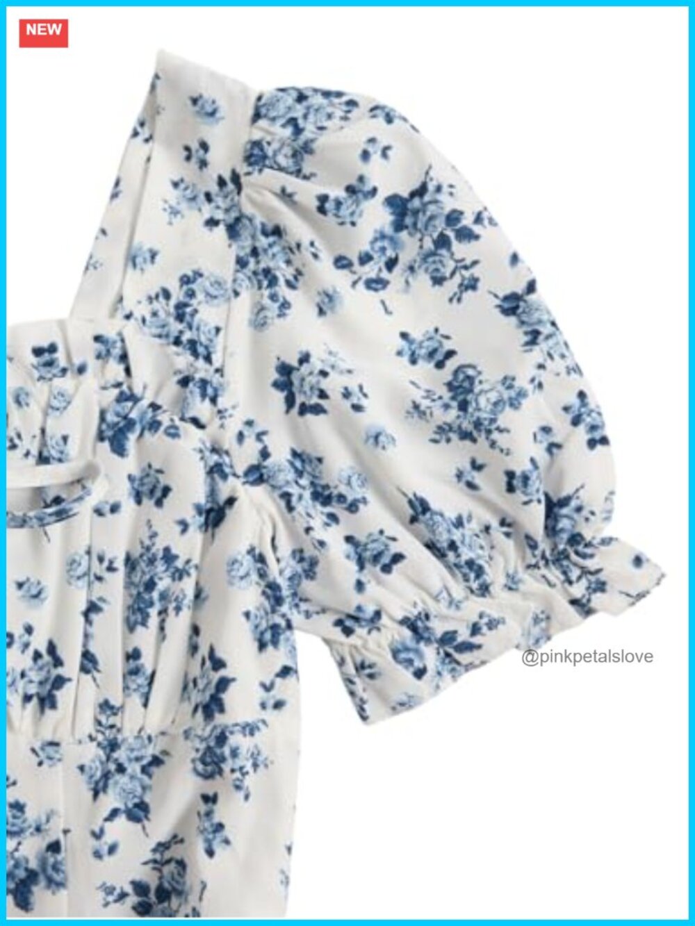 Flowy Maxi Dress with Puff Sleeves Square Neck Ruched Bust - Picture 3 of 6